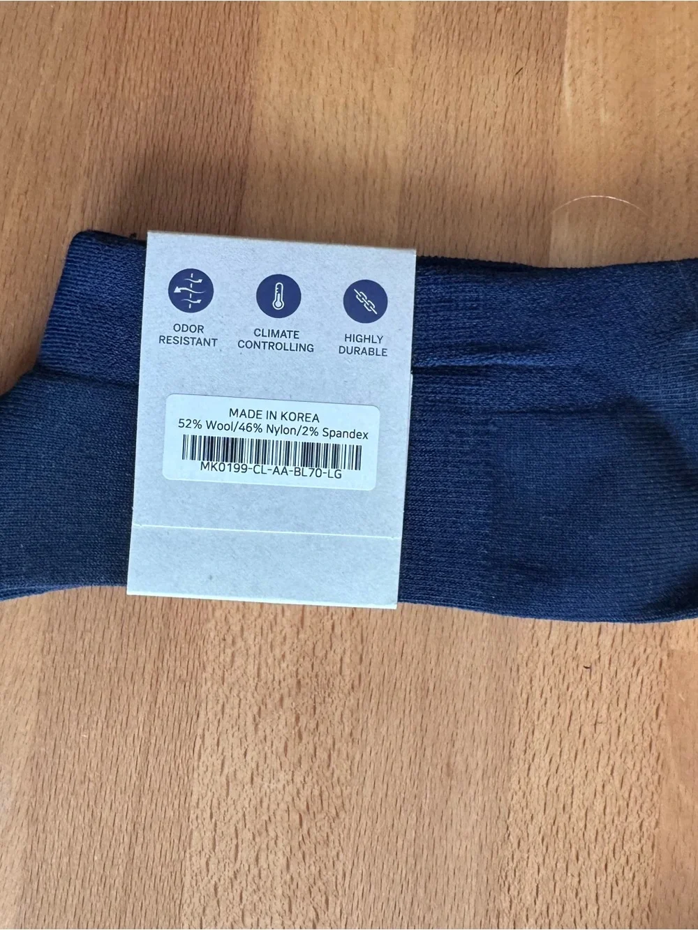 New Men's Wool & Prince Navy Ribbed Wool Socks